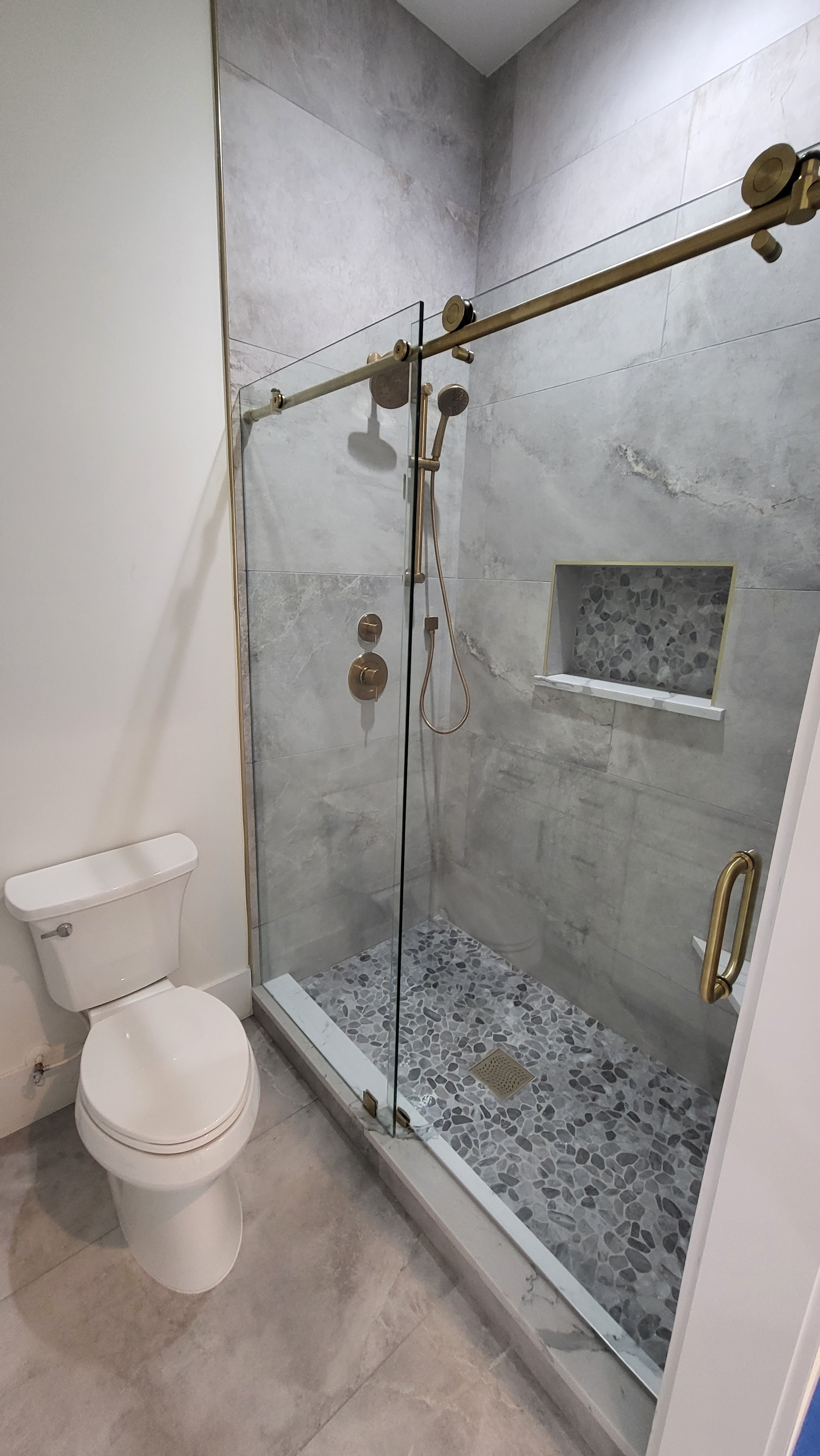 Modern bathroom with glass shower
